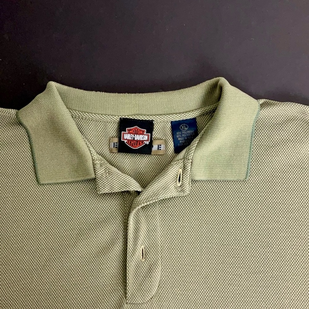 Harley Davidson Pomona Valley Montclair CA Men’s Short Sleeve Polo Green Size XL - Picture 5 of 6